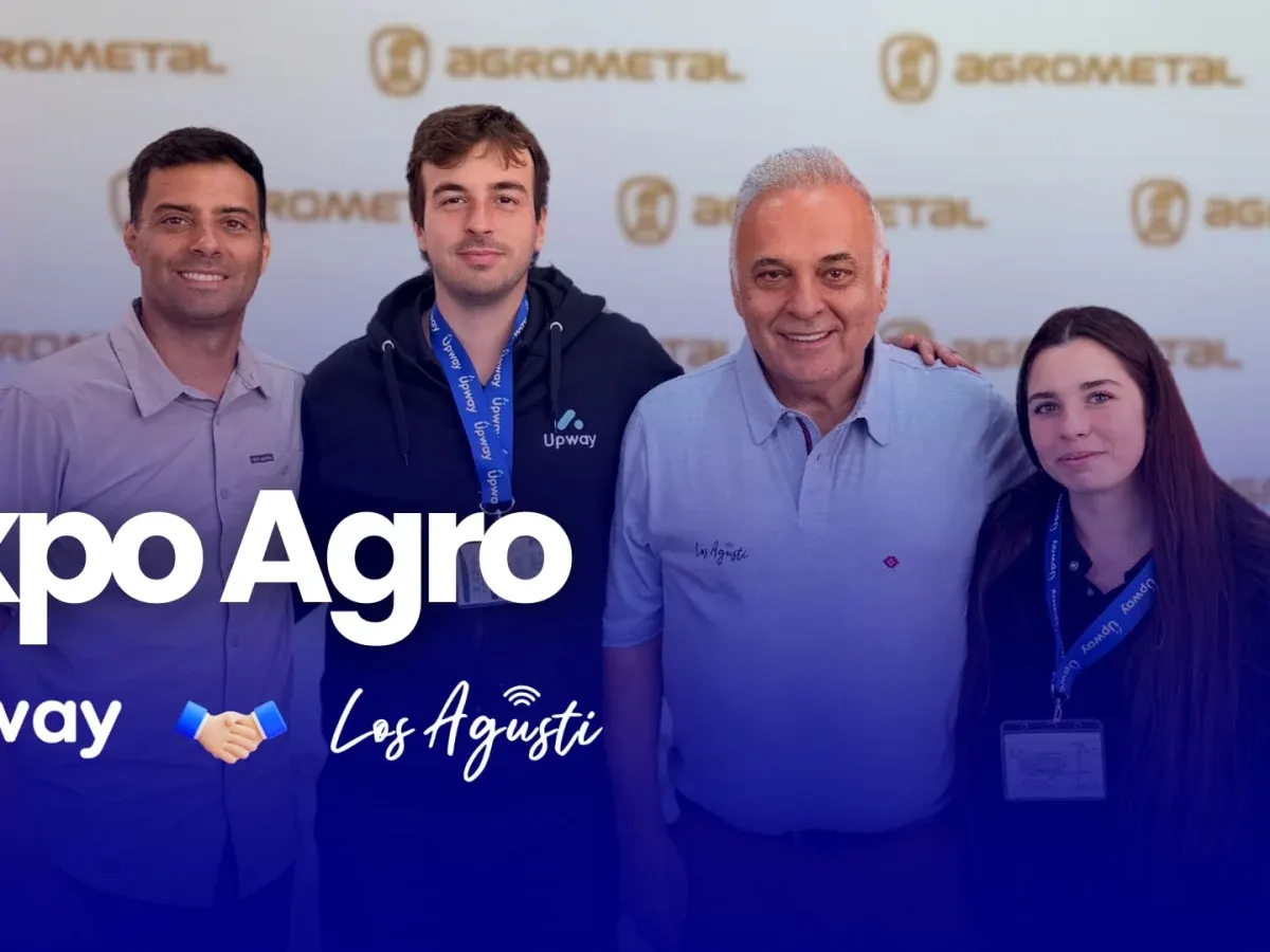 Equipo de Upway con Los Agusti en el stand de Agrometal, Expoagro 2026