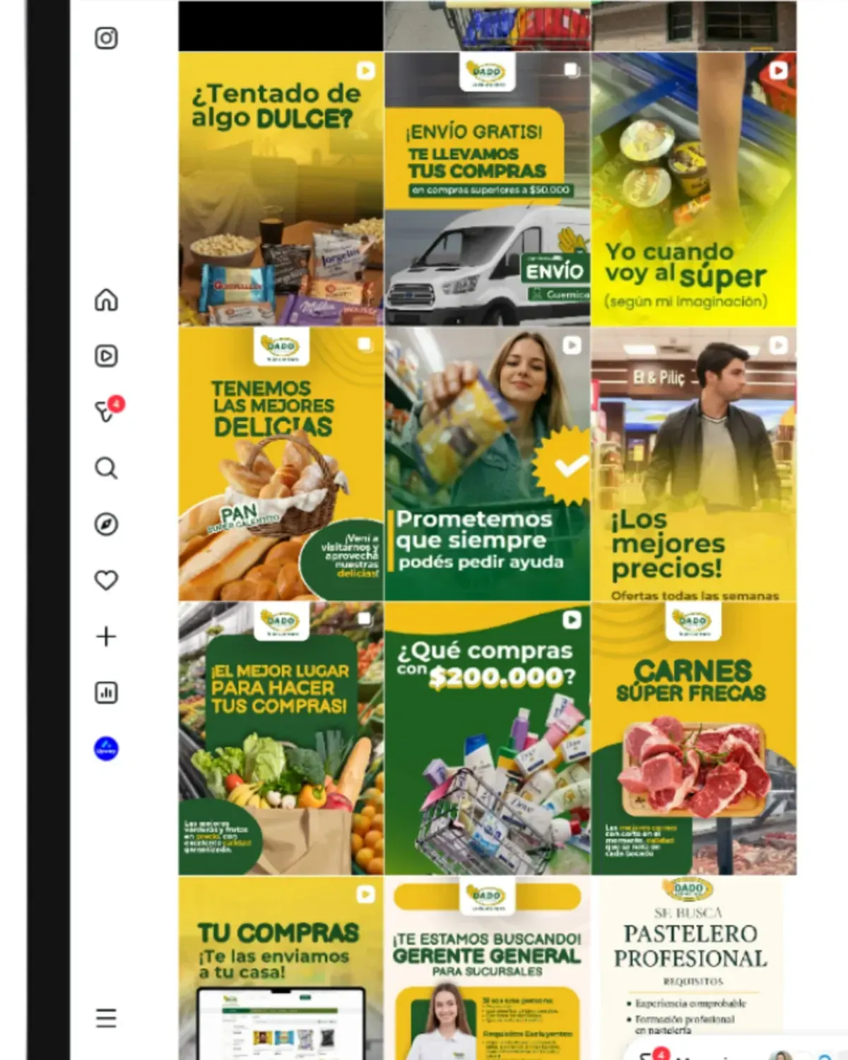 Feed Instagram di Supermercado Dado su un tablet