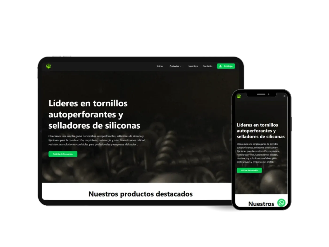 Tornillos Raptor B2B website on a laptop and a phone